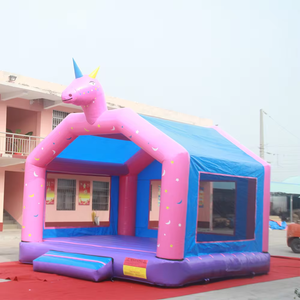 บ้านลมทรงปราสาทพร้อมสไลเดอร์ในตัวและพื้นกันลื่นที่ขั้นบันได เหมาะสำหรับวันสนุกในโรงเรียนและงานรื่นเริงช่วงฤดูร้อน - Product Image 1
