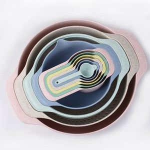 Juego de 10 Tazas Medidoras de Paja de Trigo Ajustables y Coloridas para Cocina, Utensilio de Cocina - Product Image 1
