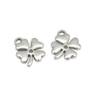 จี้รูปใบโคลเวอร์สี่แฉก Anno Jewelry ทำจากสแตนเลส รูปหัวใจ อุปกรณ์ตกแต่งเครื่องประดับ DIY สำหรับสร้อยข้อมือและสร้อยคอ - Product Image 3