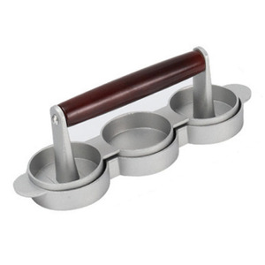 Outil de pressage à <span class=keywords><strong>viande</strong></span> en alliage d'aluminium à 3 cavités Hamburger Patty Sandwich Maker <span class=keywords><strong>Moule</strong></span> antiadhésif <span class=keywords><strong>pour</strong></span> steak de boeuf <span class=keywords><strong>pour</strong></span> barbecue pique-nique camping - Product Image 1