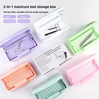 Bandeja esterilizadora de acrílico transparente reutilizable 2 en 1 para herramientas de uñas, caja de almacenamiento para desinfección, logotipo personalizado para pinzas y empujadores de uñas de salón