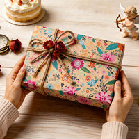 5 Meter Original Wildblumen-Geschenkpapier aus Kraftpapier für Hochzeitsfeiern