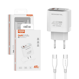 Cargador de Pared con Adaptador de Viaje, Cable Tipo C de Carga Rápida de 3A, LED, Doble Puerto, GAN PD QC de 45W, Fabricación en la UE y EE. UU., <span class=keywords><strong>para</strong></span> Teléfono Celular - Product Image 6