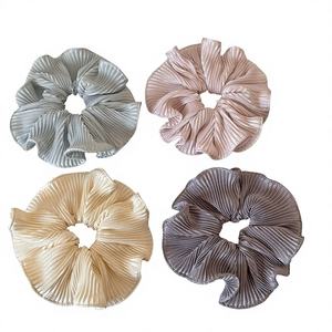 Élastique à cheveux plissé style coréen pour femme, grande taille, nouvelle collection 2026, haute élasticité, durable, FQ1505, rétro - Product Image 2