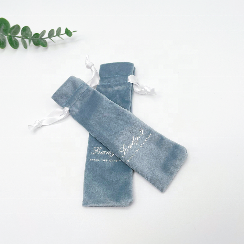 Long Type Soft Velvet Pouch Drawstring Pen Gift Bag Velvet Pouch Long Pencil Bag