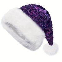 Noël décoratif Double couche paillettes chapeau mer Faction en peluche chapeau adultes enfants agrandi épaissi chapeau de noël