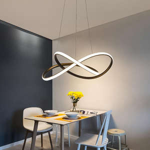 Lámpara colgante redonda, círculo acrílico de aluminio moderno, anillo Led curvo, luz colgante para comedor - Product Image 5