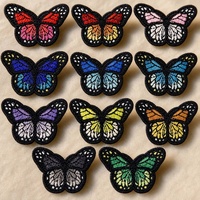 Patch brodé papillon 11 couleurs, style thermocollant, en tissu polyester pour chaussures et chapeaux, en stock