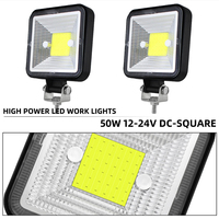 12-24V 3 pulgadas 50W impermeable cuadrado COB coche Led luz de trabajo para motocicleta camión vehículo todoterreno Coche