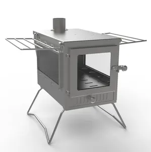 Factory direct sell outdoor stainless steel wood stove with three big view glasses camping stove