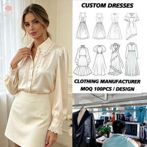Chemisier élégant à manches longues avec bordure en dentelle et boutons sur le devant, col à revers chic, chemisier habillé, vêtements personnalisés pour femmes - Product Image 1