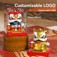 Figurine de lion chinois dansant de 3,5 pouces en ABS, alimentée à l'énergie solaire, statue de lion porte-bonheur, ornement Feng Shui, cadeau d'entreprise pour le Nouvel An