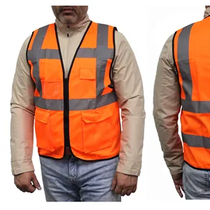 2024 gilet di sicurezza da lavoro riflettente ad alta visibilità con tasca posteriore per carta d'identità EN ISO20471