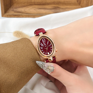 Montre pour femme avec diamants ovales, cadeau de Noël, mode décontractée, littéraire, étanche, quartz - Product Image 1