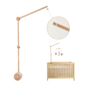 Support de mobile de berceau classique en bois de hêtre avec bras rotatif, accessoire de décoration pour chambre d'enfant pour nouveau-nés garçons et filles - Product Image 3
