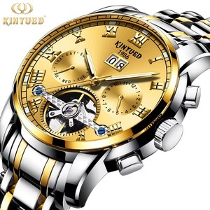 Reloj Mecánico para Hombre KINYUED, Correa de Acero Inoxidable, Movimiento Mecánico Totalmente Automático, Visualización de Fecha y Día de la Semana, Función Luminosa HD - Product Image 3