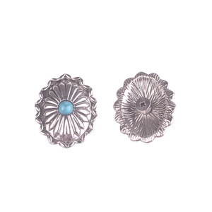 Hebilla de tela artesanal de cuero con patrón floral, diseño de moneda de plata, imitación de turquesa y diseños de dólar estadounidense - Product Image 4