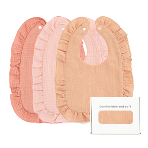 Bavoirs pour bébé en mousseline de coton peigné de qualité supérieure, 6 couches, avec volant en dentelle, respirants, pour nouveau-né, vente en gros, personnalisables en usine - Product Image 3