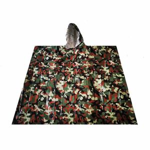 Outdoor Camouflage <b>Poncho</b> PE Material Disposable Rainwear For Camping <b>Emergency</b> Use Adult Universal Fit - Product Image 3