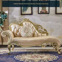Chaise longue en bois massif de style européen, canapé une place, lit de beauté français, tabouret de bout de lit, chaise impératrice, démontable, haut de gamme