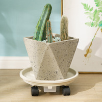Plateaux de transport ronds en plastique blanc et gris durables pour pots de fleurs, avec roulettes, pour intérieur et extérieur, vente en gros