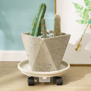 Plateaux de transport ronds en plastique blanc et gris durables pour pots de fleurs, avec <span class=keywords><strong>roulettes</strong></span>, pour intérieur et extérieur, vente en gros - Product Image 5