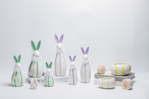 Conejito Conejo de Cerámica con Cesta de <span class=keywords><strong>Huevos</strong></span> de Pascua Figuras PARA EL Día de Pascua - Product Image 3
