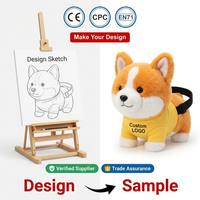Poupée Corgi en peluche personnalisée avec sangle dorsale réglable, idéale pour événements d'entreprise et souvenirs