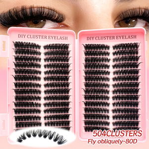 Kit <span class=keywords><strong>de</strong></span> <span class=keywords><strong>cils</strong></span> en grappe DIY faits main, fausse fourrure <span class=keywords><strong>de</strong></span> vison PBT, volume méga 10D-20D, grande capacité 30P 40P 60P 80P, avec colle - Product Image 4