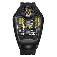Montre Concept pour Homme avec Boîtier en Forme de Bouclier, Mécanisme d'Affichage à Rouleaux et Bracelet Intégré