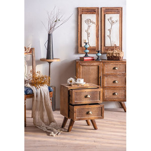 Armoire <span class=keywords><strong>de</strong></span> <span class=keywords><strong>chevet</strong></span> <span class=keywords><strong>en</strong></span> bois massif style Antique pour chambre à coucher, tiroir à 2 niveaux, support <span class=keywords><strong>de</strong></span> nuit <span class=keywords><strong>en</strong></span> <span class=keywords><strong>osier</strong></span>, <span class=keywords><strong>Table</strong></span> <span class=keywords><strong>de</strong></span> <span class=keywords><strong>chevet</strong></span> Vintage pour chambre à coucher et salon - Product Image 4