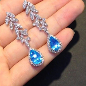 Orecchini a Goccia Blu Acqua per Donne, Forma a Pera, Accessori per Orecchie da Indossare Quotidianamente - Product Image 4