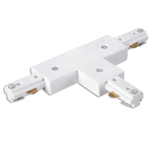 Binario a tre vie tipo T bianco, connessione laterale, ideale per illuminazione a LED e circuiti elettrici in interni. - Product Image 1