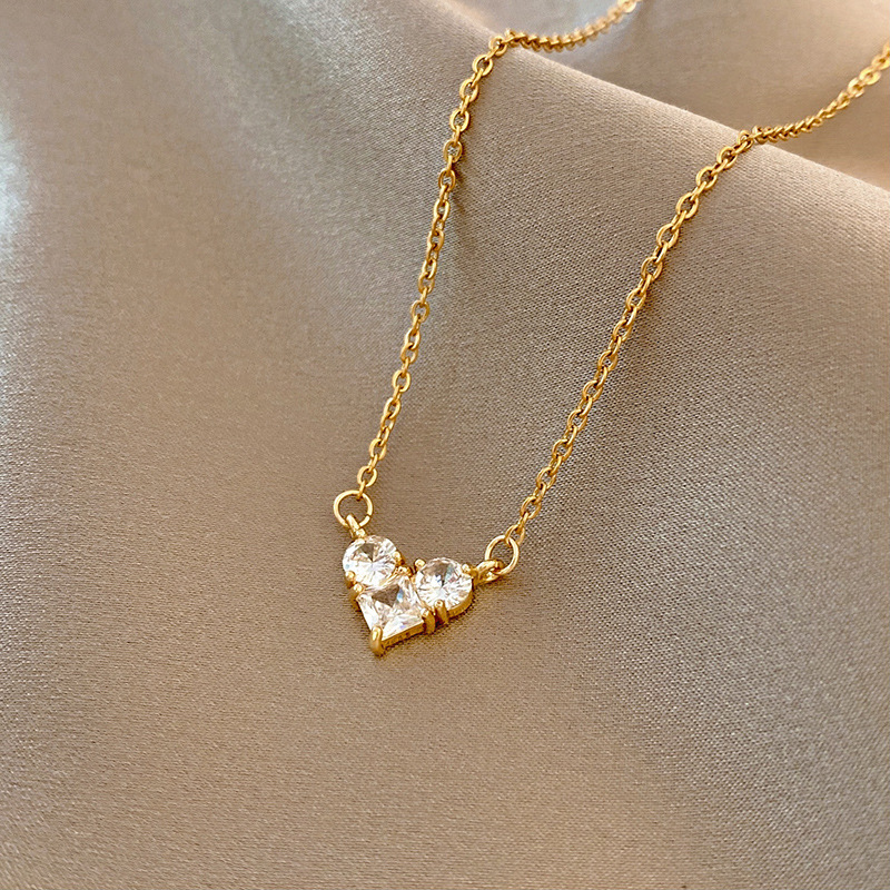 [Golden dew] 韓国☆18K Gold☆Happy heart 3 Necklace Amazon.com: The World Jewelry Center 14k Real Yellow Gold