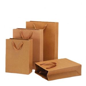 Bolsas de Papel Kraft Marrón Ecológicas de Lujo para Restaurantes de Comida Rápida, con Impresión Offset y Cinta Decorativa - Product Image 6