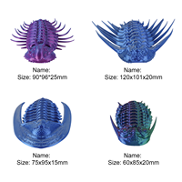 Série d'aimants fossiles de trilobites imprimés en 3D, cadeau de paléontologie articulé - Jouet fossile flexible Acantholomina Kettneraspis en forme de dessin animé