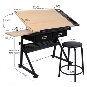 <span class=keywords><strong>Table</strong></span> <span class=keywords><strong>à</strong></span> <span class=keywords><strong>dessin</strong></span> <span class=keywords><strong>inclinable</strong></span> réglable Sinoart <span class=keywords><strong>à</strong></span> 2 tiroirs, <span class=keywords><strong>table</strong></span> en <span class=keywords><strong>bois</strong></span> réglable, <span class=keywords><strong>table</strong></span> <span class=keywords><strong>à</strong></span> <span class=keywords><strong>dessin</strong></span> d'architecture avec tabouret - Product Image 2