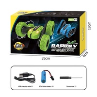 Coche de Control Remoto 1:28, 2.4ghz, Rápido, Acrobático, para Niños, Doble Cara, 2 en 1, con Ruedas y Pistas, Juguete Bailarín, Rotación de 360 Grados