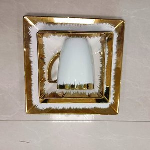 Luxury Ceramic <strong>square</strong> Dinner <strong>Plates</strong> White Gold Porcelain Gold Ceramic <strong>square</strong> Bowl <strong>Plates</strong> Gold Flatware <strong>Set</strong> - Product Image 6