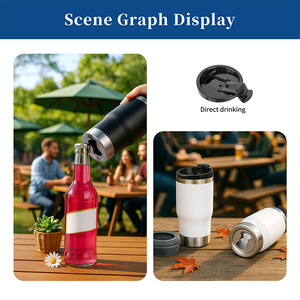 <span class=keywords><strong>Mug</strong></span> à bière en acier inoxydable 4-en-1 de 400 ml avec ouvre-bouteille, tasse intérieure amovible pour bouteille/canette, gobelet isotherme pour bar extérieur - Product Image 6