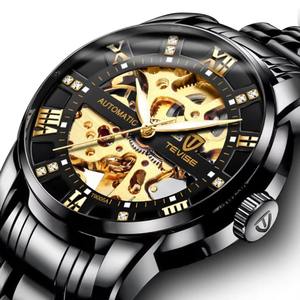 Drioshipping ahueca hacia fuera el reloj de los hombres correa de acero impermeable relojes de pulsera mecánicos reloj automático de moda personalizado - Product Image 2