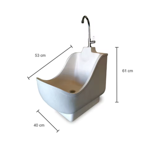Muslim Wudu Oval Stone Terrazzo Pedestal Sink-Modern Design Easy Clean Foot Washing Basin for Prayer Preparation - Product Image 5