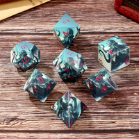 Nouvel ensemble de dés polyédriques DND7 en acrylique avec impression UV et sac en flanelle pour le jeu de table Dungeons and Dragons