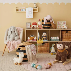 Panier de rangement en jacinthe d'eau en forme d'abeille mignon avec couvercle, organiseur de jouets, décoration, panier à linge pour bébé - Product Image 5