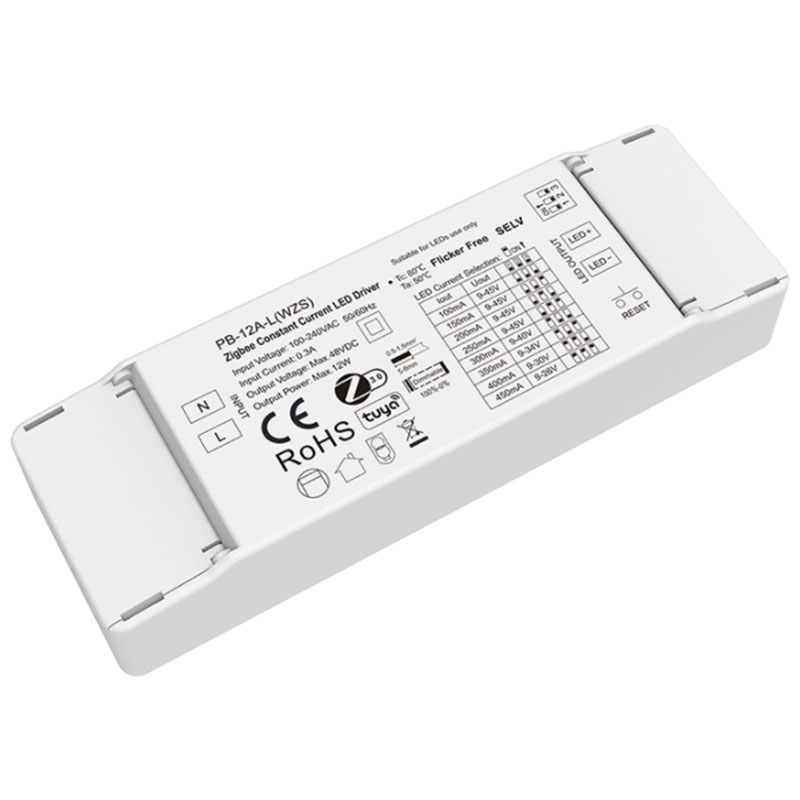 Zigbee 12 Вт 100 ~ 240VAC 1CH 100-450 мА светодиодный драйвер затемнения PB-12A-L(WZS) DIP-переключатель для выбора тока Tuya APP Голосовое управление