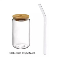 Verre à thé à bulles, tasse à boire jus de café froid Boba tasses Sublimation bière canette en verre avec couvercle en bambou et paille