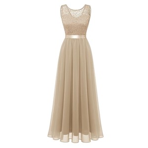 Precio de fábrica <span class=keywords><strong>barato</strong></span> sin mangas de talla grande rojo otoño <span class=keywords><strong>vestido</strong></span> de invitados de boda señoras mujeres playa drapeado encaje gasa Natural - Product Image 3