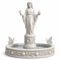 Fontaine de jardin en marbre avec statue de Persephone, becs papillon et bassin sculpté en grenade pour entrée d'hôtel