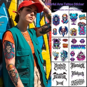 Tatuajes Temporales Estilo Grafiti Urbano Americano, Resistentes al Agua, Duraderos, Coloridos, con Letras de Dibujos Animados - Product Image 1