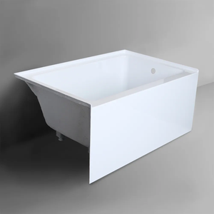 60 Pulgadas Bañera Rectangular Acrílica Moderna de Esquina con Drenaje Central y Faldón Integrado en Blanco para Uso Hotelero - Product Image 2